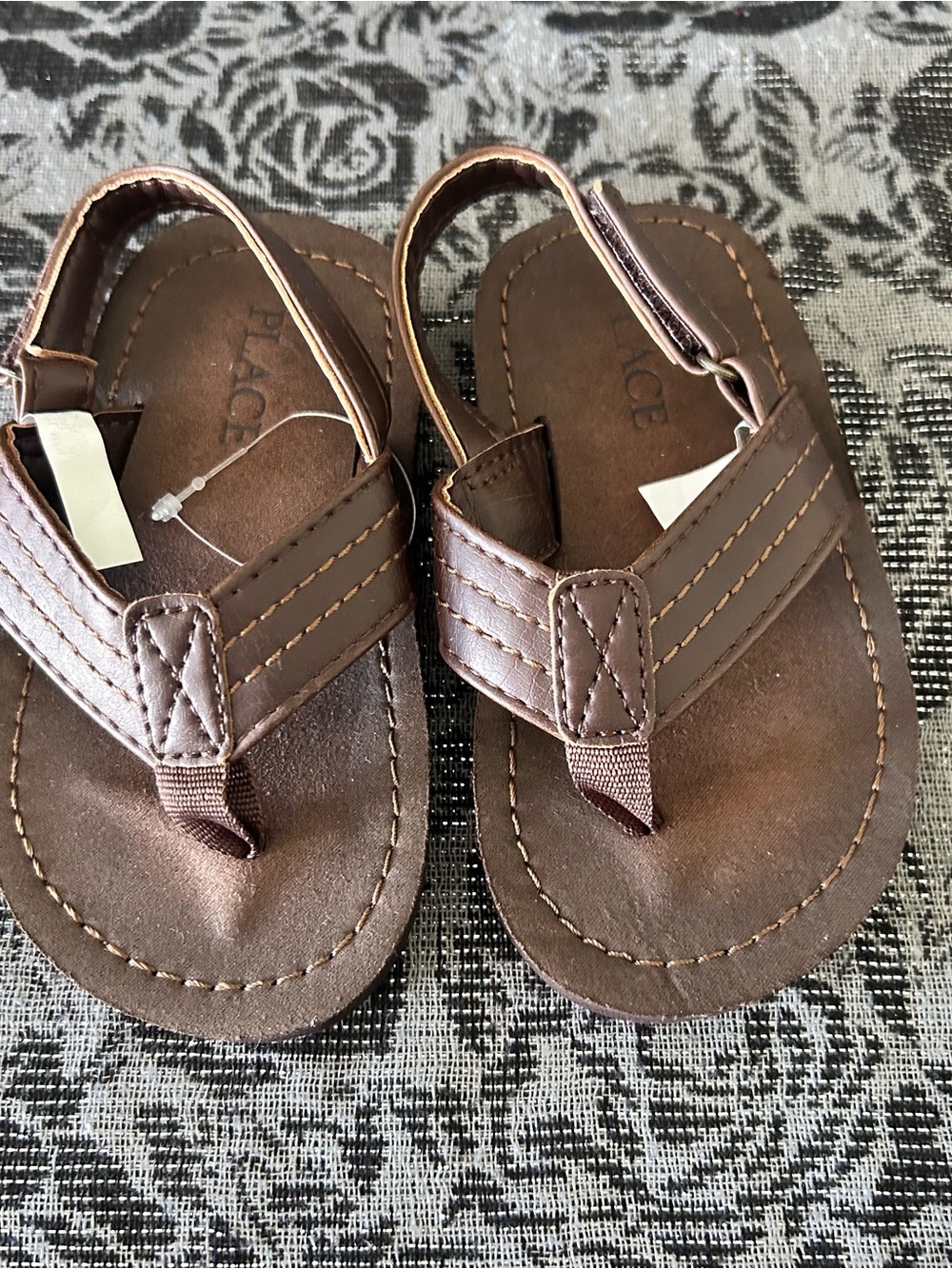 Place Brown Toddler Flip Flop Sandals with Back Strap